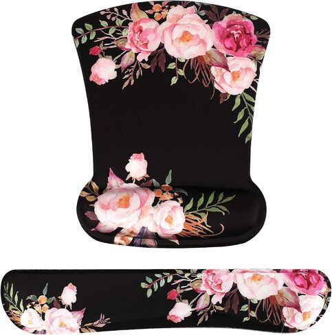 iCasso Mouse Pad and Keyboard Wrist Rest, Wrist Rest for Computer Keyboard, Made of Memory Foam with Wrist Support, Easy Typing and Relieve Wrist Pain Keyboard Pad for Computer, Office (B-Weeds) in Saudi Arabia
