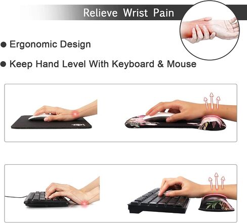 iCasso Mouse Pad and Keyboard Wrist Rest, Wrist Rest for Computer Keyboard, Made of Memory Foam with Wrist Support, Easy Typing and Relieve Wrist Pain Keyboard Pad for Computer, Office (B-Weeds) in Saudi Arabia