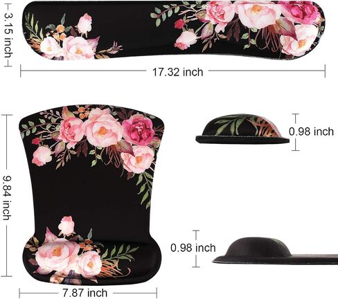iCasso Mouse Pad and Keyboard Wrist Rest, Wrist Rest for Computer Keyboard, Made of Memory Foam with Wrist Support, Easy Typing and Relieve Wrist Pain Keyboard Pad for Computer, Office (B-Weeds) in Saudi Arabia