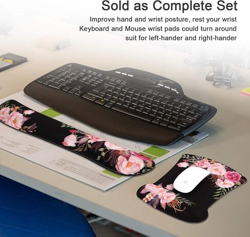 iCasso Mouse Pad and Keyboard Wrist Rest, Wrist Rest for Computer Keyboard, Made of Memory Foam with Wrist Support, Easy Typing and Relieve Wrist Pain Keyboard Pad for Computer, Office (B-Weeds) in Saudi Arabia