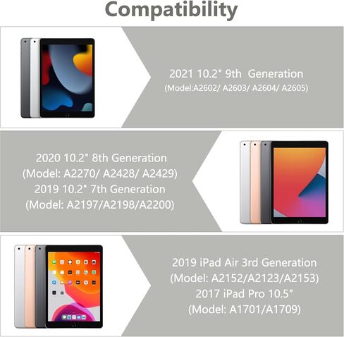 حافظة لوحة مفاتيح لجهاز iPad الجيل التاسع 2021/8th Gen/7th Gen 10.2 بوصة، لاسلكية قابلة للفصل مع غطاء لوحة مفاتيح حامل قلم رصاص لجهاز iPad الجديد 9th Gen/8th Gen/7th Gen 10.2 بوصة/iPad Air 3/iPad Pro 10.5 بوصة (أزرق) in Kuwait