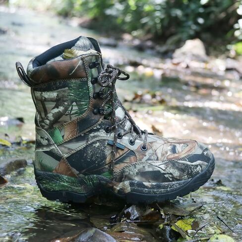 Men's 8" Waterproof Hunting Boots Lightweight Insulated Camo Outdoor Boot, 400g Thinsulate in Saudi Arabia
