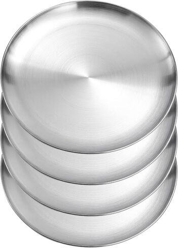 Food Grade Stainless Steel Dinner Plate for Main Dishes, Grilled Meat, Dessert, Salad, and Fruit - 9 Inches (23 cm) Large Capacity in Saudi Arabia