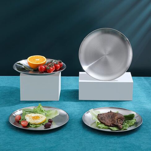 Food Grade Stainless Steel Dinner Plate for Main Dishes, Grilled Meat, Dessert, Salad, and Fruit - 9 Inches (23 cm) Large Capacity in Saudi Arabia