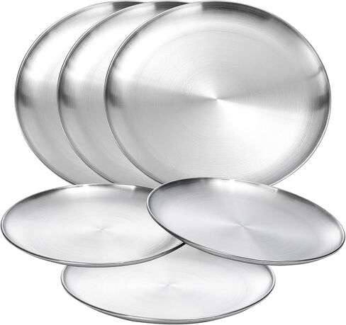 Food Grade Stainless Steel Dinner Plate for Main Dishes, Grilled Meat, Dessert, Salad, and Fruit - 9 Inches (23 cm) Large Capacity in Saudi Arabia
