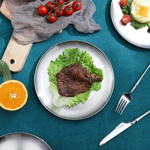 Food Grade Stainless Steel Dinner Plate for Main Dishes, Grilled Meat, Dessert, Salad, and Fruit - 9 Inches (23 cm) Large Capacity in Saudi Arabia