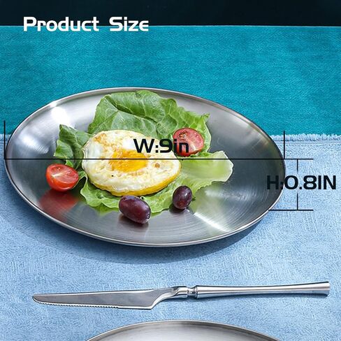 Food Grade Stainless Steel Dinner Plate for Main Dishes, Grilled Meat, Dessert, Salad, and Fruit - 9 Inches (23 cm) Large Capacity in Saudi Arabia