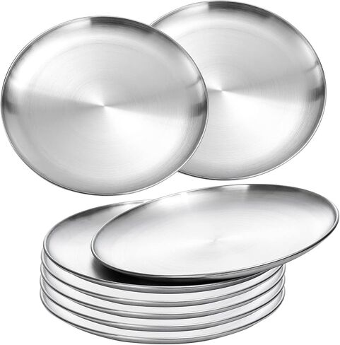 Food Grade Stainless Steel Dinner Plate for Main Dishes, Grilled Meat, Dessert, Salad, and Fruit - 9 Inches (23 cm) Large Capacity in Saudi Arabia