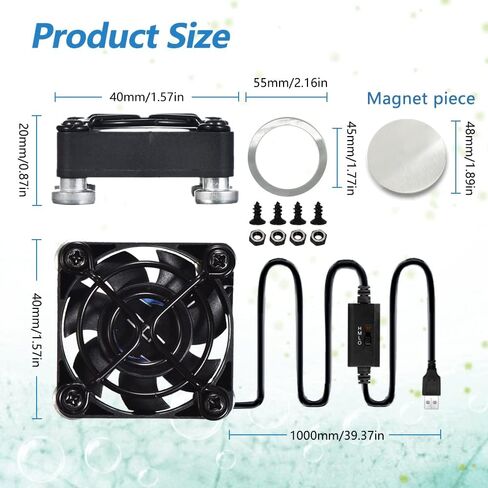 40mm USB Fan USB Ventilator 5V Cooling Fan Compatible for phone flat VR Gear, Aquarium, Roku, Router, Raspberry Pi, Cosplay, Helmet Receiver DVR Playstation Xbox Computer Cabinet Cooling in Saudi Arabia