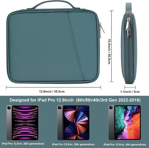 12.9 Tablet Sleeve Carrying Case, Padded Travel Pouch Bag for iPad Pro 13-in (M4), iPad Air 13-in (M2), Surface Pro 9/8, 12.4 Galaxy Tab S9+/S8+ (PU-Teal Blue12.9) in Saudi Arabia