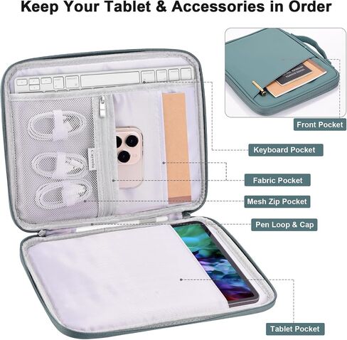 12.9 Tablet Sleeve Carrying Case, Padded Travel Pouch Bag for iPad Pro 13-in (M4), iPad Air 13-in (M2), Surface Pro 9/8, 12.4 Galaxy Tab S9+/S8+ (PU-Teal Blue12.9) in Saudi Arabia