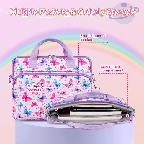 TiMOVO Tablet Sleeve Bag for Kids Girls, 12.5 Inch Tablet Carrying Bag with Shoulder Strap for Fire Tablet, Kindle, iPad, Butterfly in Kuwait
