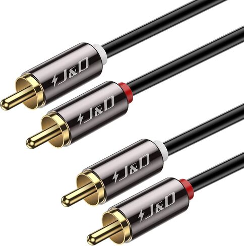 كابل صوت ستيريو J&D 2 RCA M/M، مطلي بالذهب 2RCA ذكر إلى 2RCA ذكر سلك صوت مساعد للمسرح المنزلي ومكبرات الصوت HDTV ومكبرات الصوت وأنظمة الصوت RCA، 3 أقدام in Kuwait