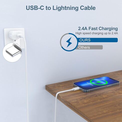USB C to Lightning Cable 2Pack 10FT Type C Charger Fast Charging Cord Compatible for Apple iPhone 14/14 Pro/14Pro Max/13/13 Pro/12/12 Pro/11/11 Pro/XR/XS/X/8/8 Plus/iPad MFi Certified in Saudi Arabia