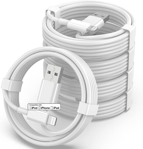 5 Pack [Apple MFi Certified] Charger 3ft, Apple USB to Lightning Cable 3 Foot, Original Fast Charging Cord for iPhone 13 Pro Max/ 13/12Pro Max/12 Pro/11/Se2022/XR/X/8/iPad, White in Kuwait