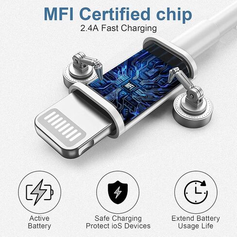 5 Pack [Apple MFi Certified] Charger 3ft, Apple USB to Lightning Cable 3 Foot, Original Fast Charging Cord for iPhone 13 Pro Max/ 13/12Pro Max/12 Pro/11/Se2022/XR/X/8/iPad, White in Kuwait