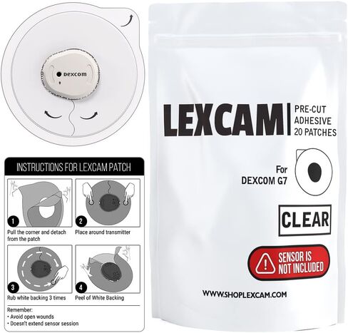 Adhesive Patches Pre-Cut for Dexcom G7, Stelo – Pack of 20 – Waterproof, Transparent Overpatches for Continuous Glucose Monitoring, Sensor is NOT Included in Kuwait