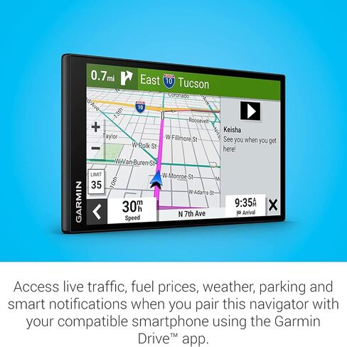 جهاز ملاحي للسيارة Garmin DriveSmart 66 مقاس 6 بوصات (010-02469-00) | نموذج الشريك الرسمي للولايات المتحدة الأمريكية | حزمة مع شاحن سيارة USB in Saudi Arabia