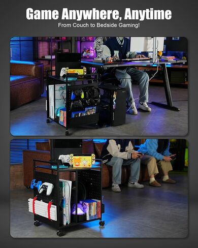 Mythinglogic Gaming Station Organizer, Metal Video Game Controller Holder, Game Organizer Storage Rack for PS5/PS4/Xbox/Switch/Headsets/Gamepads/Gaming Accessories, Black in Saudi Arabia