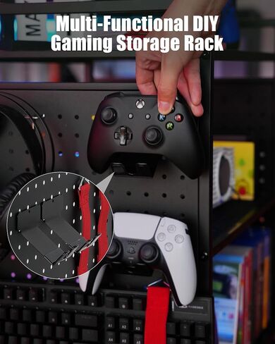 Mythinglogic Gaming Station Organizer, Metal Video Game Controller Holder, Game Organizer Storage Rack for PS5/PS4/Xbox/Switch/Headsets/Gamepads/Gaming Accessories, Black in Saudi Arabia