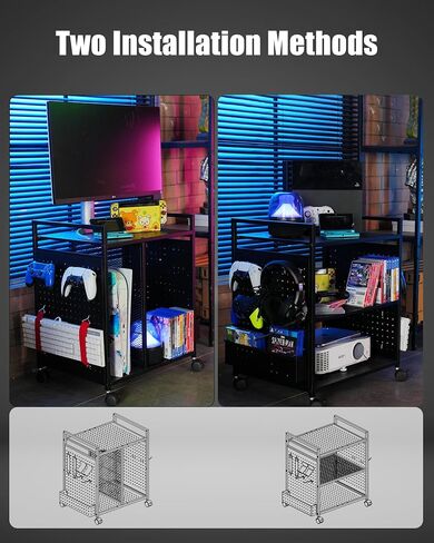 Mythinglogic Gaming Station Organizer, Metal Video Game Controller Holder, Game Organizer Storage Rack for PS5/PS4/Xbox/Switch/Headsets/Gamepads/Gaming Accessories, Black in Saudi Arabia