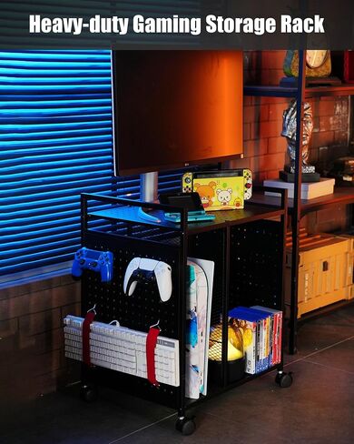 Mythinglogic Gaming Station Organizer, Metal Video Game Controller Holder, Game Organizer Storage Rack for PS5/PS4/Xbox/Switch/Headsets/Gamepads/Gaming Accessories, Black in Saudi Arabia