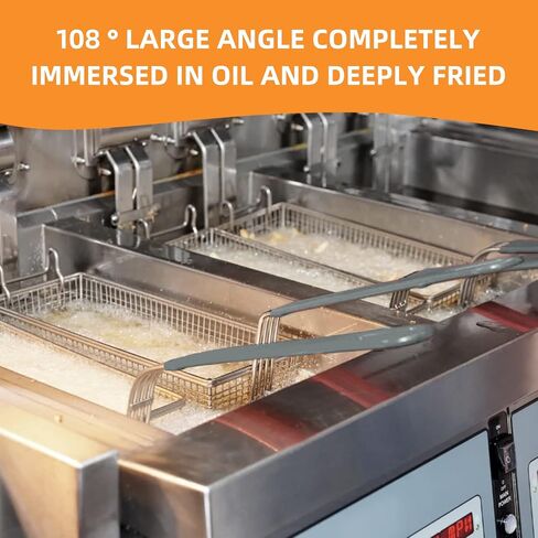 2PCS Deep Fryer Basket with Front Hooks Non-Slip Handle, 13.2"x 6.5"x 5.9" Basket and 11.2" Long Handle Deep Fried Drain Basket for Floor Fryer, Easy Installation in Kuwait
