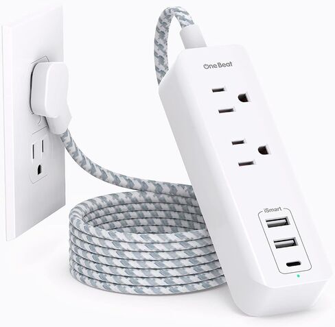 Cruise Essentials، شريط طاقة للسفر USB C، شريط طاقة مسطح مع منفذين و3 منافذ USB (1 USB C)، محطة شحن بسلك تمديد بطول 5 أقدام، واقي غير تصاعدي لسفينة الرحلات البحرية والسفر والمنزل in Saudi Arabia