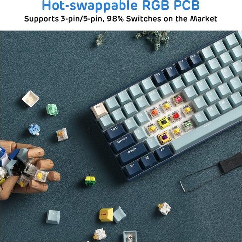 RK ROYAL KLUDGE RK96 RGB Limited Ed, 90% 96 Keys Wireless Triple Mode BT5.0/2.4G/USB-C Hot Swappable Mechanical Keyboard w/Wrist Rest, Software Support & Massive Battery, RK Yellow Switch in Kuwait