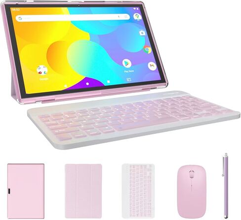 10 inch Tablet 2 in 1 Android 15 Tablets with Keyboard, 10" Tabletas Include Mouse Keyboard Stylus Case, 6000mAh 8GB RAM 32GB ROM Support 1TB Expandable Tableta Dual Camera 5G WiFi-6 Bluetooth Tablet in Saudi Arabia