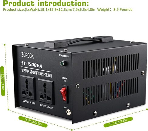 1500W Voltage Converter Transformer Heavy Duty Step Up/Down- 110 / 220V- Circuit Breaker Protection in Saudi Arabia