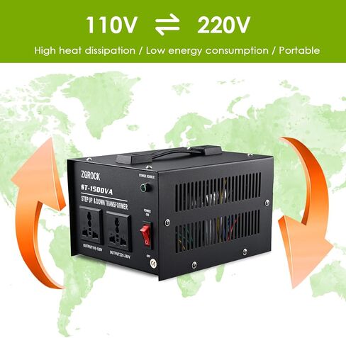 1500W Voltage Converter Transformer Heavy Duty Step Up/Down- 110 / 220V- Circuit Breaker Protection in Saudi Arabia