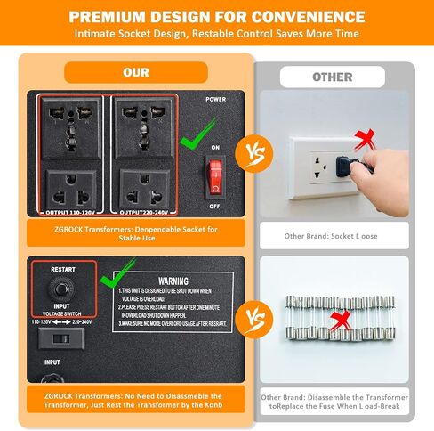 1500W Voltage Converter Transformer Heavy Duty Step Up/Down- 110 / 220V- Circuit Breaker Protection in Saudi Arabia