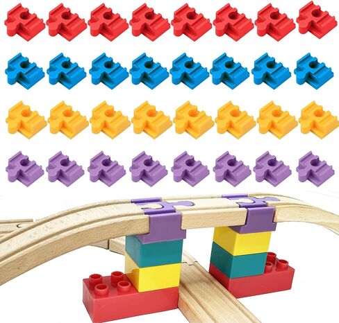 Wooden Train Track Accessories, 40 pcs Wooden Track Connector, Compatible with All Major Brands Wood Train Track, Christmas Birthday Gift for Boys Girls, Train Toys Expansion Pack for Kids Ages 3+ in Saudi Arabia
