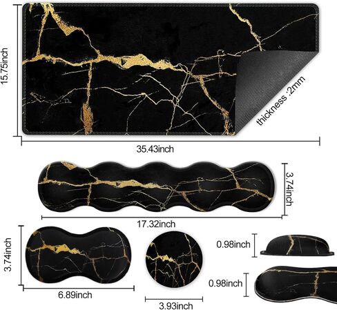 مجموعة حصيرة مكتب iLeadon، لوحة ماوس مع مسند للمعصم + مسند للمعصم للوحة المفاتيح + لوحة ماوس كبيرة + قاعدة، مجموعة لوحة ماوس ألعاب كبيرة 4 في 1 للمكتب المنزلي، فن بوهو ريترو in Kuwait