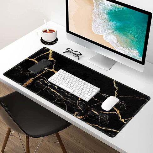 مجموعة حصيرة مكتب iLeadon، لوحة ماوس مع مسند للمعصم + مسند للمعصم للوحة المفاتيح + لوحة ماوس كبيرة + قاعدة، مجموعة لوحة ماوس ألعاب كبيرة 4 في 1 للمكتب المنزلي، فن بوهو ريترو in Kuwait