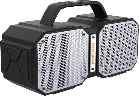 مكبر صوت بلوتوث BUGANI، مكبر صوت بلوتوث محمول للصدمات، بلوتوث 5.3، مقاوم للماء، مكبرات صوت لاسلكية، قوة فائقة 60 وات، مكبر صوت خارجي، أسود (موديل جديد) in Kuwait