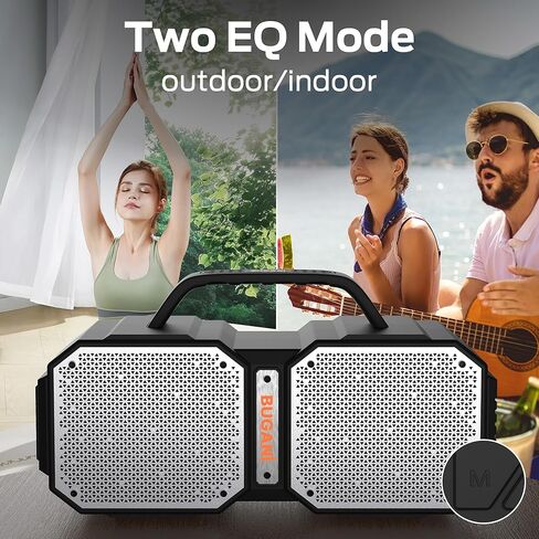 مكبر صوت بلوتوث BUGANI، مكبر صوت بلوتوث محمول للصدمات، بلوتوث 5.3، مقاوم للماء، مكبرات صوت لاسلكية، قوة فائقة 60 وات، مكبر صوت خارجي، أسود (موديل جديد) in Kuwait