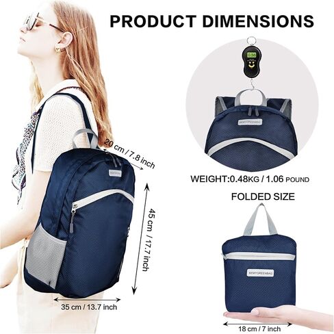 35L Foldable Waterproof Backpack For Outdoor Sports With Inside Wet Clothes Compartment Packable For Multiple Uses Ultra Lightweight Ideal For Hiking Men And Women Travel(Dark Blue) in Saudi Arabia