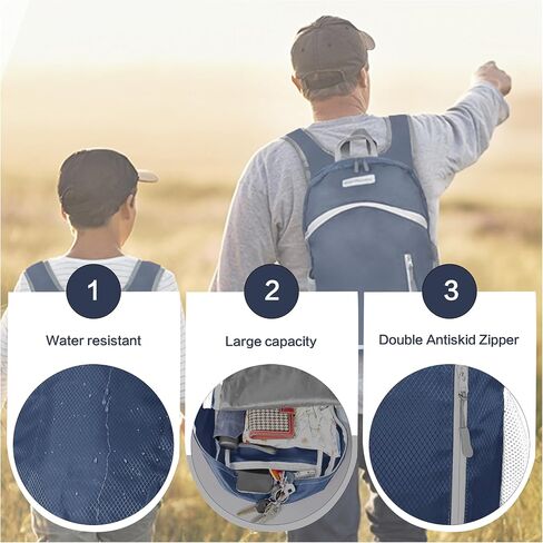 35L Foldable Waterproof Backpack For Outdoor Sports With Inside Wet Clothes Compartment Packable For Multiple Uses Ultra Lightweight Ideal For Hiking Men And Women Travel(Dark Blue) in Saudi Arabia