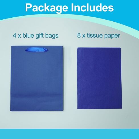 MOXARYSU 8 Pcs Medium Gift Bags With Handles: 8x5x10 Rainbow Colour Gift Bags Kraft Paper Party Favor Bags With 16 Tissues For Kids Party,Birthday,Baby Shower,Wedding（8 Colors） in Kuwait