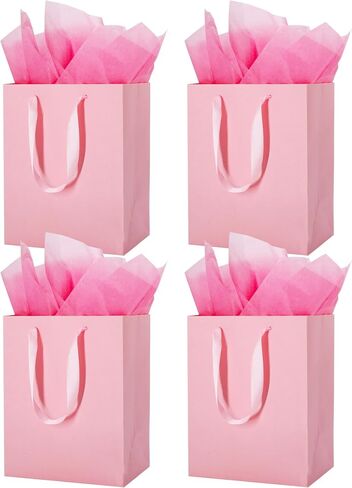 MOXARYSU 8 Pcs Medium Gift Bags With Handles: 8x5x10 Rainbow Colour Gift Bags Kraft Paper Party Favor Bags With 16 Tissues For Kids Party,Birthday,Baby Shower,Wedding（8 Colors） in Kuwait