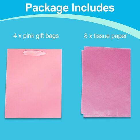 MOXARYSU 8 Pcs Medium Gift Bags With Handles: 8x5x10 Rainbow Colour Gift Bags Kraft Paper Party Favor Bags With 16 Tissues For Kids Party,Birthday,Baby Shower,Wedding（8 Colors） in Kuwait