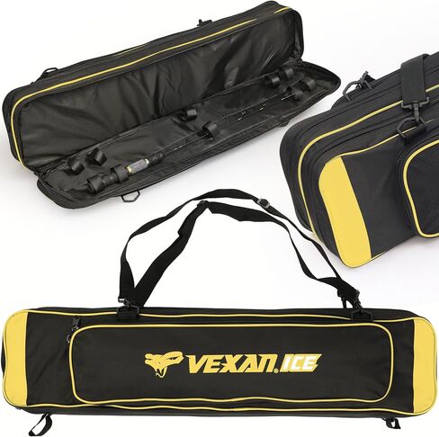 Vexan Ice Fishing Rod Case - Water-Resistant Ice Fishing Tackle Bag, Ice Rod Case - 36" Portable Rod Carrier, Fishing Rod Travel Case, Fly Fishing Bag - Fits 8 Rods, Tip-Ups, & Lures in Saudi Arabia