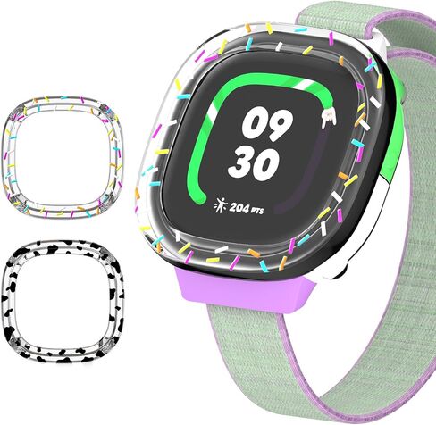 2 Pack Edge Protector Compatible with Fitbit Google Ace LTE Kids Smartwatch, Cute Cartoon Protective Case Cover Accessories for Fitbit Google Ace LTE Kids Smartwatch(Doughnut+Cow) in Kuwait