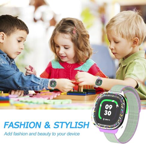 2 Pack Edge Protector Compatible with Fitbit Google Ace LTE Kids Smartwatch, Cute Cartoon Protective Case Cover Accessories for Fitbit Google Ace LTE Kids Smartwatch(Doughnut+Cow) in Kuwait
