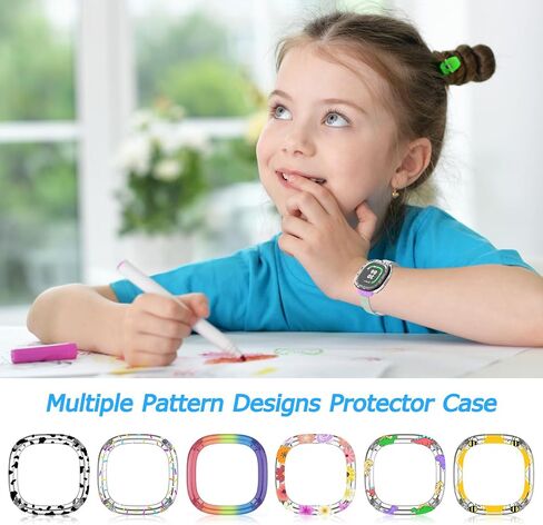 2 Pack Edge Protector Compatible with Fitbit Google Ace LTE Kids Smartwatch, Cute Cartoon Protective Case Cover Accessories for Fitbit Google Ace LTE Kids Smartwatch(Doughnut+Cow) in Kuwait