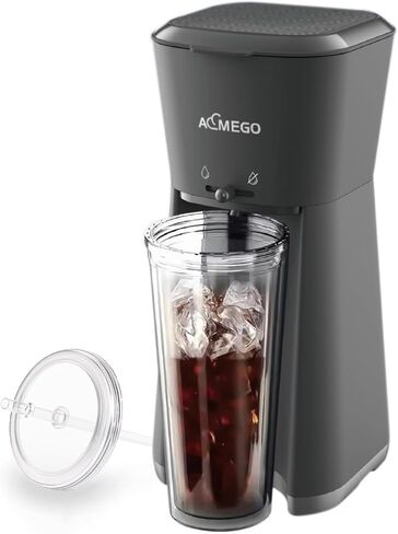Iced and Hot Coffee Maker, Single Serve Coffee Mechine with 20 oz Tumbler and Reusable Coffee Filter (BLACK) in Saudi Arabia