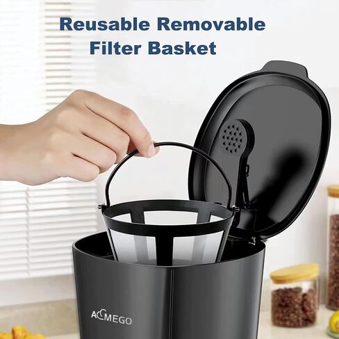 Iced and Hot Coffee Maker, Single Serve Coffee Mechine with 20 oz Tumbler and Reusable Coffee Filter (BLACK) in Saudi Arabia