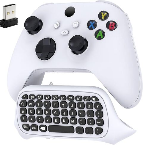 لوحة مفاتيح لأجهزة Xbox Series X/S، One/One X/S، وحدة تحكم Elite one/2، لوحة مفاتيح ألعاب لاسلكية للدردشة مع جهاز استقبال USB ومكبر صوت، ملحقات مقبس صوت 3.5 ملم لأجهزة Xbox (وحدة التحكم غير متضمنة)، أبيض in Saudi Arabia